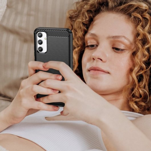 Custodia Max Power Digitale in Fibra di Carbonio per Samsung Galaxy A34 5G Anti-Shock in Silicone Nero