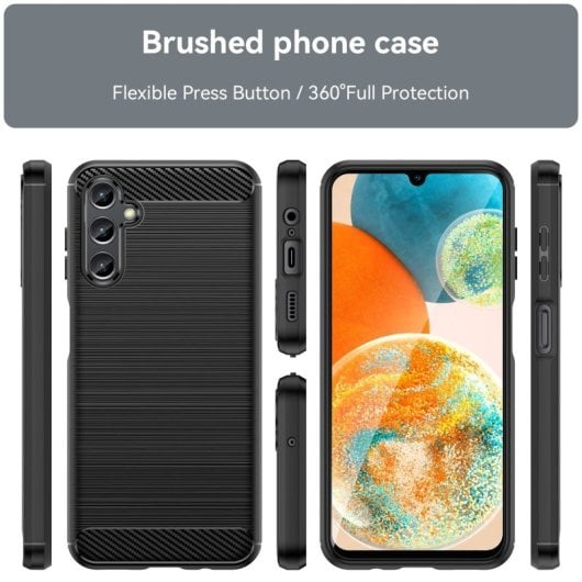 Max Power Digital Funda Fibra de Carbono para Samsung Galaxy A14 5G Antigolpes Silicona Negra
