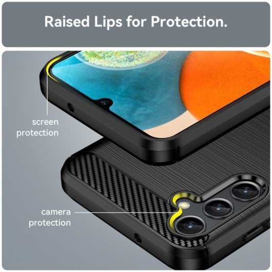 Max Power Digital Funda Fibra de Carbono para Samsung Galaxy A14 5G Antigolpes Silicona Negra