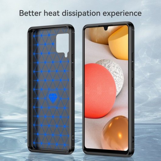 Capa de fibra de carbono digital Max Power para Samsung Galaxy A42 5G anti-choque silicone preto