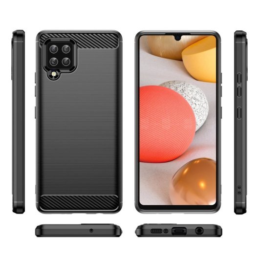 Capa de fibra de carbono digital Max Power para Samsung Galaxy A42 5G anti-choque silicone preto