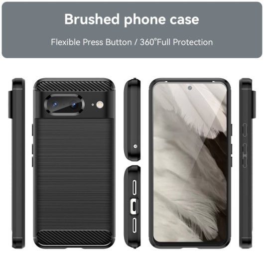 Max Power Digital Carbon Fiber Case für Google Pixel 8, stoßfestes schwarzes Silikon