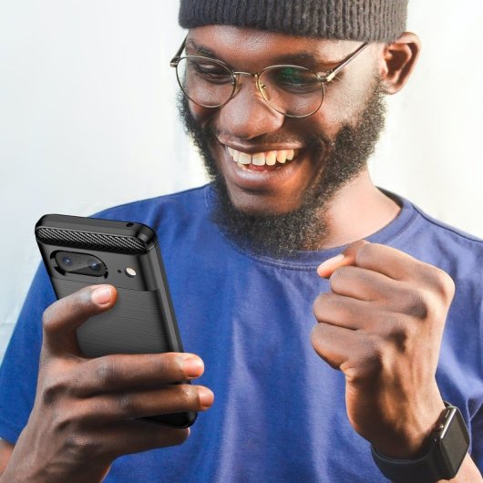 Max Power Digital Carbon Fiber Case für Google Pixel 8, stoßfestes schwarzes Silikon