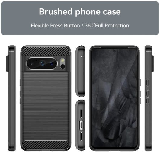 Max Power Digital Funda Fibra de Carbono para Google Pixel 8 Pro Antigolpes Silicona Negra