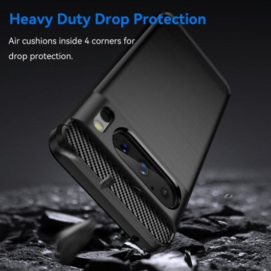 Max Power Digital Funda Fibra de Carbono para Google Pixel 8 Pro Antigolpes Silicona Negra