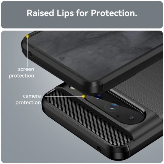 Max Power Digital Funda Fibra de Carbono para Google Pixel 8 Pro Antigolpes Silicona Negra