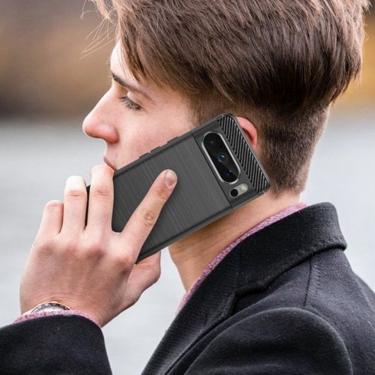 Max Power Digital Funda Fibra de Carbono para Google Pixel 8 Pro Antigolpes Silicona Negra