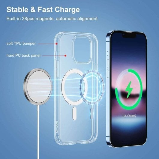 Max Power Digital Funda Compatible Magsafe para Apple iPhone 13 Transparente Magnética