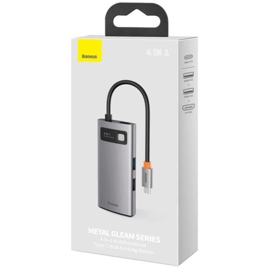 Baseus Metal Gleam Series Hub 4 en 1 USB-C a 3 x USB + HDMI Gris