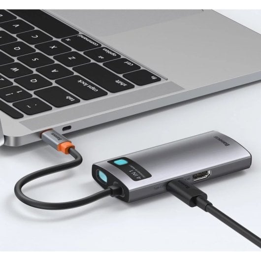 Baseus Metal Gleam Series Hub 4 en 1 USB-C a 3 x USB + HDMI Gris