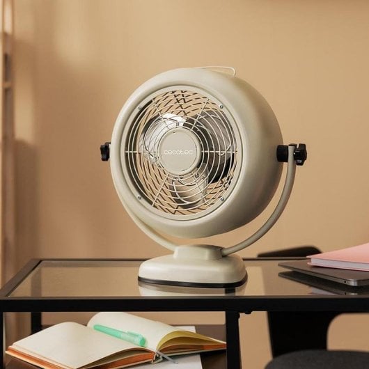 Ventilateur Cecotec EnergySilence 800 Retrodesk 8" 20W Beige inclinaison réglable