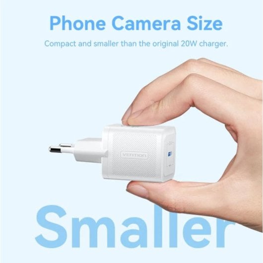 Vention GaN Charger FEPW0-EU Cabezal de Carga con Entrada USB-C 20W EU Blanco