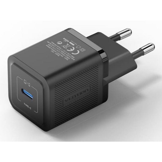 Carregador Vention FEPB0-EU GaN 20W USB-C Preto Compacto