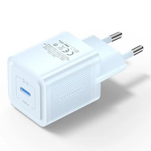 Vention FEPL0-EU GaN Charger EU Carregador de Parede USB-C 20W Azul