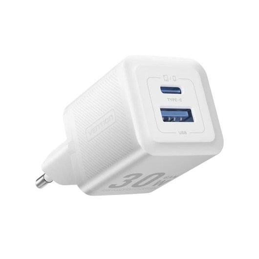 Vention GaN Charger FEPL0-EU Cargador de 2 Puertos (USB-C y USB) 30W Blanco