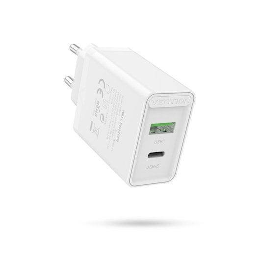 Vention FBBW0-EU Cargador de Pared 1xUSB Tipo-C 1x USB 20W Blanco