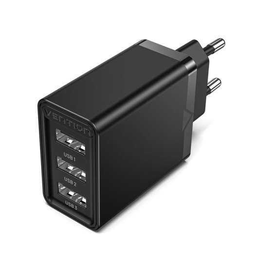 Caricatore da muro Vention FEAB0-EU/ 3xUSB Nero