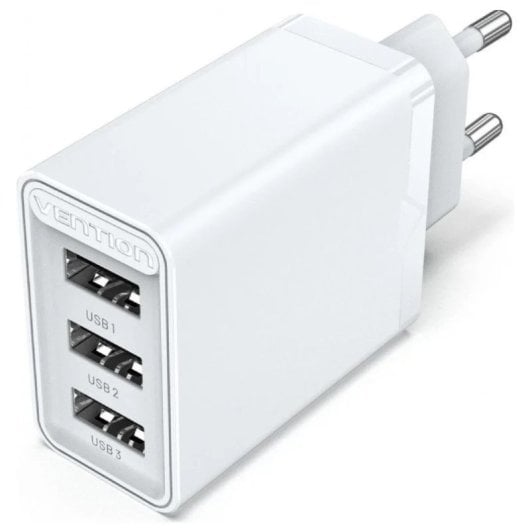 Vention FEW0-EU Cargador de Pared 3xUSB 12W Blanco