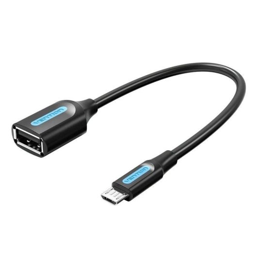 Vention CCUBB Cable OTG USB 2.0 Micro-B Macho a USB A Hembra 0.15m Negro