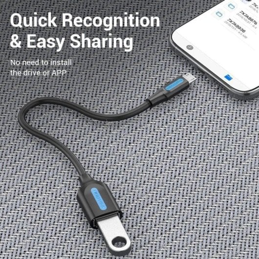 Vention CCUBB Cable OTG USB 2.0 Micro-B Macho a USB A Hembra 0.15m Negro