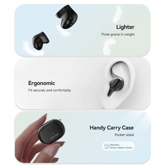 Vention Tiny T12 NBLW0 Casque Bluetooth avec étui de chargement et autonomie 6h Blanc