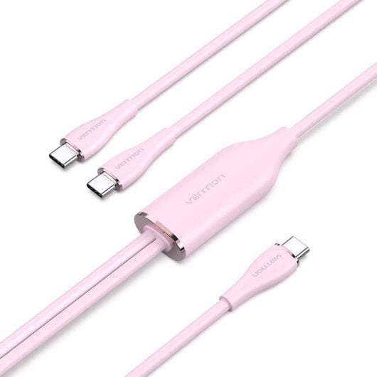 Câble Vention CTMPG USB Type-C Mâle vers USB-C (2) Mâle 1,5m Rose