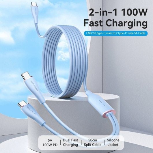 Vention CTMSG Cable USB Tipo-C Macho a USB-C (2) Macho 1.5m Azul