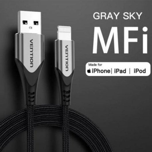 Cable Lightning Vention 2m USB 2.0 Macho a Macho Gris