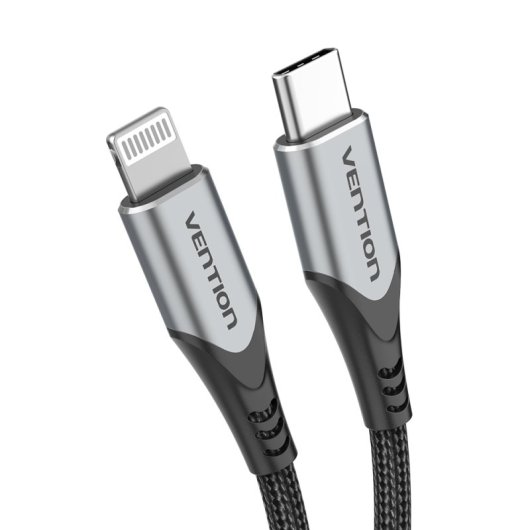 Cavo Lightning USB 2.0 tipo C Vention TACHF/ USB tipo C maschio - Maschio Lightning/ Fino a 27 W/ 480 Mbps/ 1 m/ Grigio