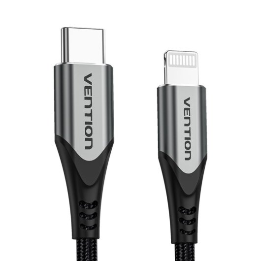 Cavo Lightning USB 2.0 tipo C Vention TACHF/ USB tipo C maschio - Maschio Lightning/ Fino a 27 W/ 480 Mbps/ 1 m/ Grigio