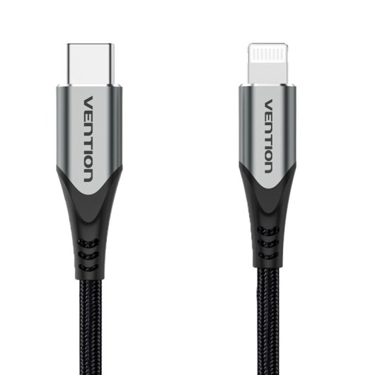 Cavo Lightning USB 2.0 tipo C Vention TACHF/ USB tipo C maschio - Maschio Lightning/ Fino a 27 W/ 480 Mbps/ 1 m/ Grigio