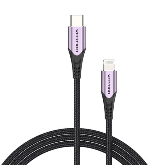 Cavo Lightning USB 2.0 tipo C Vention TACVF/ USB tipo C maschio - Maschio Lightning/ Fino a 27 W/ 480 Mbps/ 1 m/ Viola