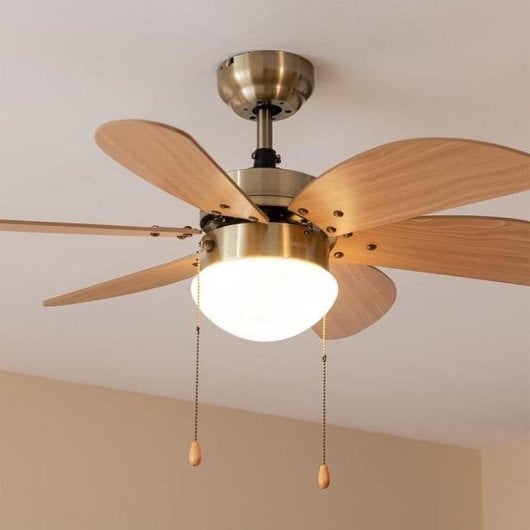 Ventilador Cecotec EnergySilence Aero 360 Gold&Wood techo 50W luz 3 velocidades