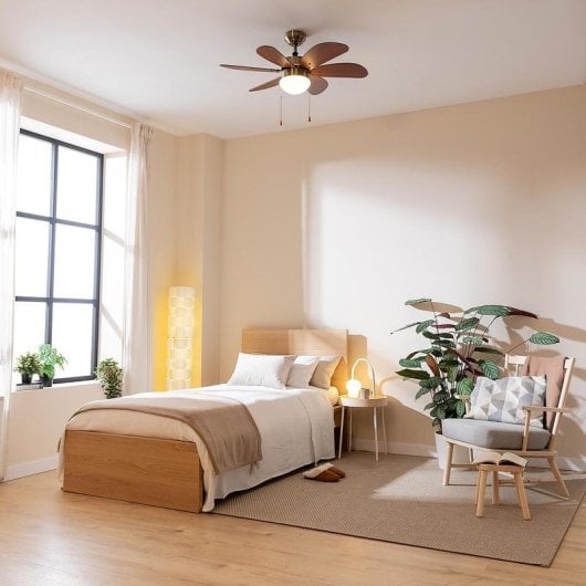 Ventilatore da soffitto Cecotec EnergySilence Aero 365 Gold&Wood 50W 6 pale luce