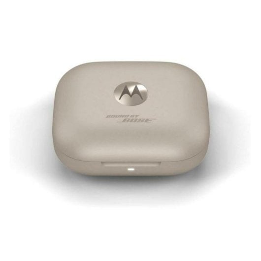 Auriculaires Motorola Buds Plus sans fil Bluetooth avec Réduction de Bruit, Sound by Bose, Dolby Atmos, charge sans fil, couleur sable