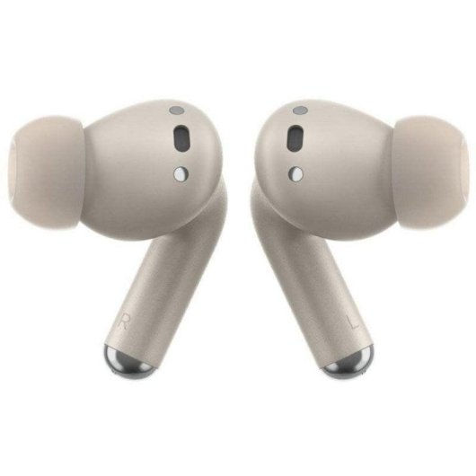 Auriculaires Motorola Buds Plus sans fil Bluetooth avec Réduction de Bruit, Sound by Bose, Dolby Atmos, charge sans fil, couleur sable