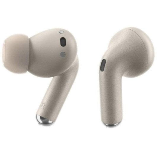 Auriculaires Motorola Buds Plus sans fil Bluetooth avec Réduction de Bruit, Sound by Bose, Dolby Atmos, charge sans fil, couleur sable