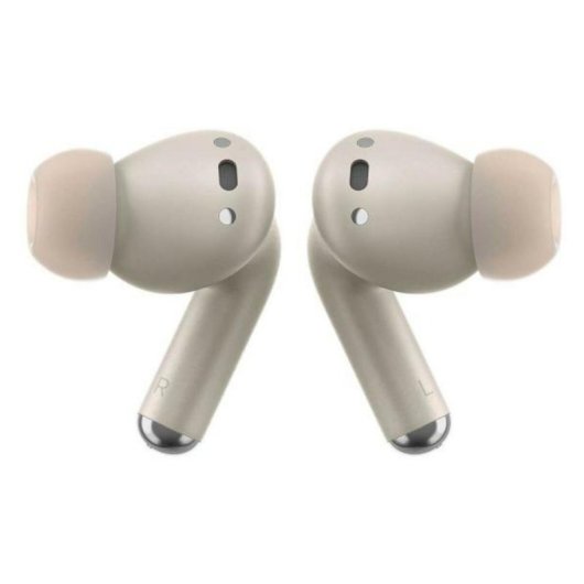 Auriculaires Motorola Buds Plus sans fil Bluetooth avec Réduction de Bruit, Sound by Bose, Dolby Atmos, charge sans fil, couleur sable