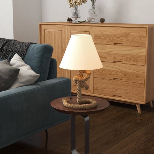 Homcom Candeeiro de Mesa LED com Base de Metal Ø28x45,5 Cm Castanho e Bege