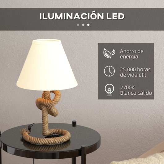 Homcom Candeeiro de Mesa LED com Base de Metal Ø28x45,5 Cm Castanho e Bege