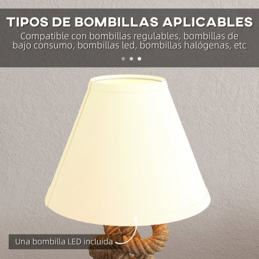 Homcom Candeeiro de Mesa LED com Base de Metal Ø28x45,5 Cm Castanho e Bege