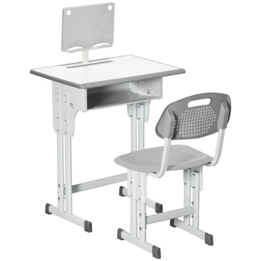 Homcom Juego De Escritorio Y Silla Para Niños Ajustable 60x45x90-102 Cm Gris