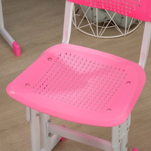 Homcom Juego De Escritorio Y Silla Para Niños Ajustable 60x45x90-102 Cm Rosa