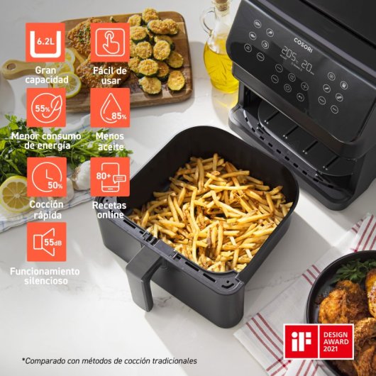Heißluftfritteuse Cosori Premium II Chef Edition 6.2L 1700W LCD Touch 12 Programme