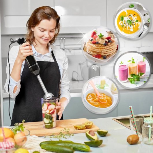 Duronic HB35B Batidora de Mano 350W 2 Velocidades Cuchillas Acero Inox Batidos Sopas Purés