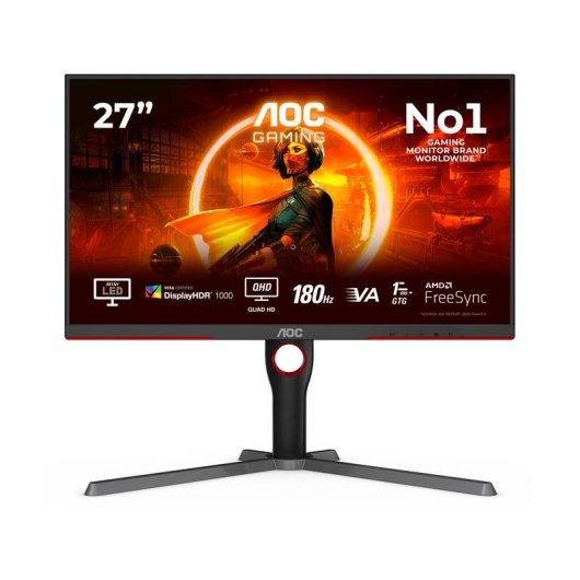 Écran PC AOC Q27G3XMN/BK 27" QHD 180 Hz Fast VA Mini LED HDR1000 1 ms
