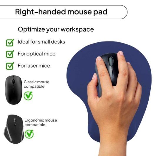 Ociodual Mauspad mit Gel-Handgelenkauflage, ergonomisch, dunkelblau