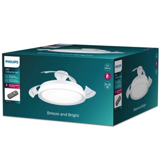 Philips Ventilador de Techo con Aspas Retráctiles y Luz LED 28W Blanco