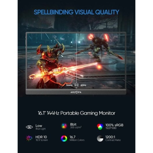 Arzopa G1 Tragbarer Spielemonitor USB-C 16,1" LCD IPS FullHD 144Hz