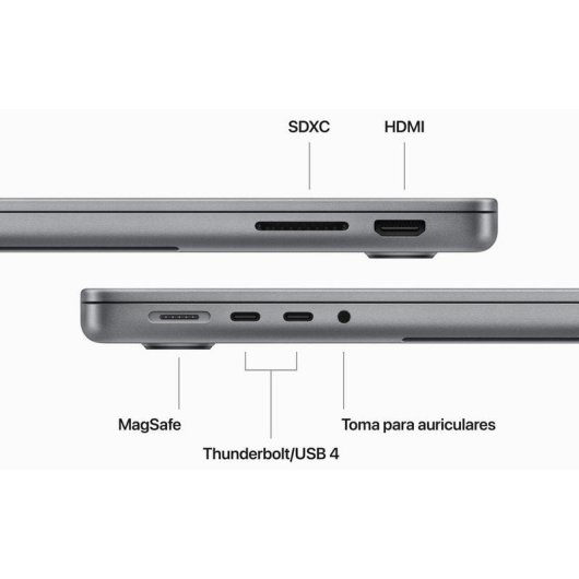 Apple Macbook Pro Apple M3 8 Núcleos/24GB/512GB SSD/GPU 10 Núcleos/14" 70W Gris Espacial